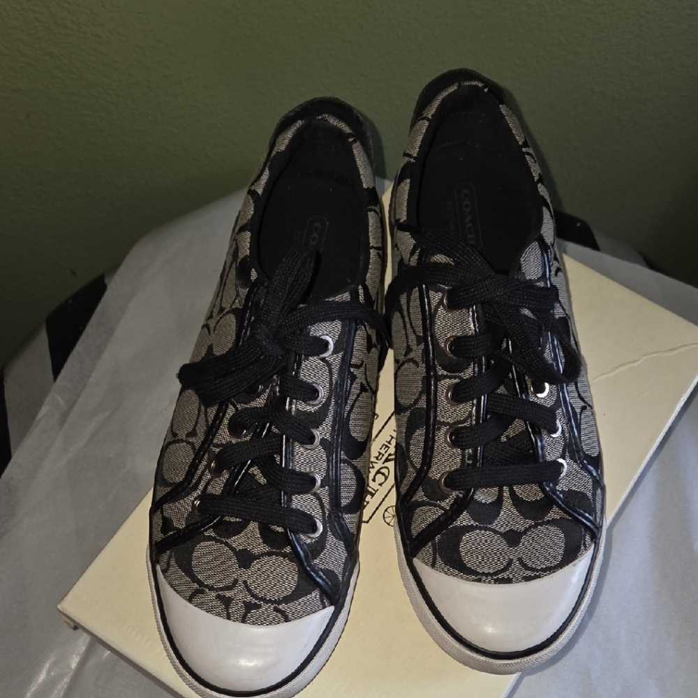 Coach Monogram Black and White Barnett Sneakers